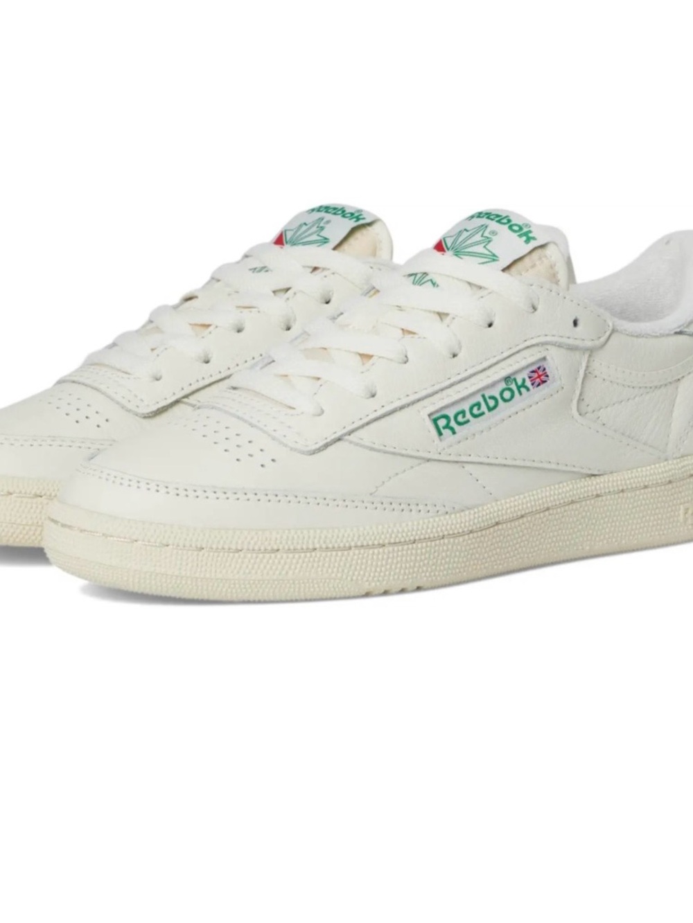 Reebok Cream Leather Sneakers with Mint Logo Accent